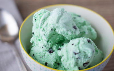 Fresh mint and chocolate chip ice cream